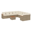 vidaXL 11 Piece Solid Acacia Wood Sofa Set in White/Cream/Beige
