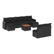 vidaXL 10 Piece Solid Acacia Wood Sofa Set in Black