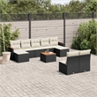 vidaXL 10 Piece Solid Acacia Wood Small Sofa Set in Black/White/Cream