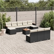 vidaXL 11 Piece Solid Acacia Wood Sofa Set in Black/White/Cream