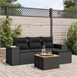 vidaXL 5 Piece Solid Acacia Wood Sofa Set in Black