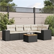 vidaXL 6 Piece Solid Acacia Wood Sofa Set in Black