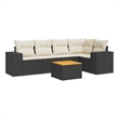 vidaXL 6 Piece Solid Acacia Wood Sofa Set in Black
