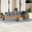 vidaXL 7 Piece Solid Acacia Wood Sofa Set in Gray/Beige