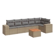 vidaXL 7 Piece Solid Acacia Wood Sofa Set in Gray/Beige