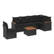 vidaXL 7 Piece Solid Acacia Wood Sofa Set in Black