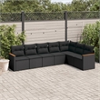 vidaXL 7 Piece Solid Acacia Wood Sofa Set in Black