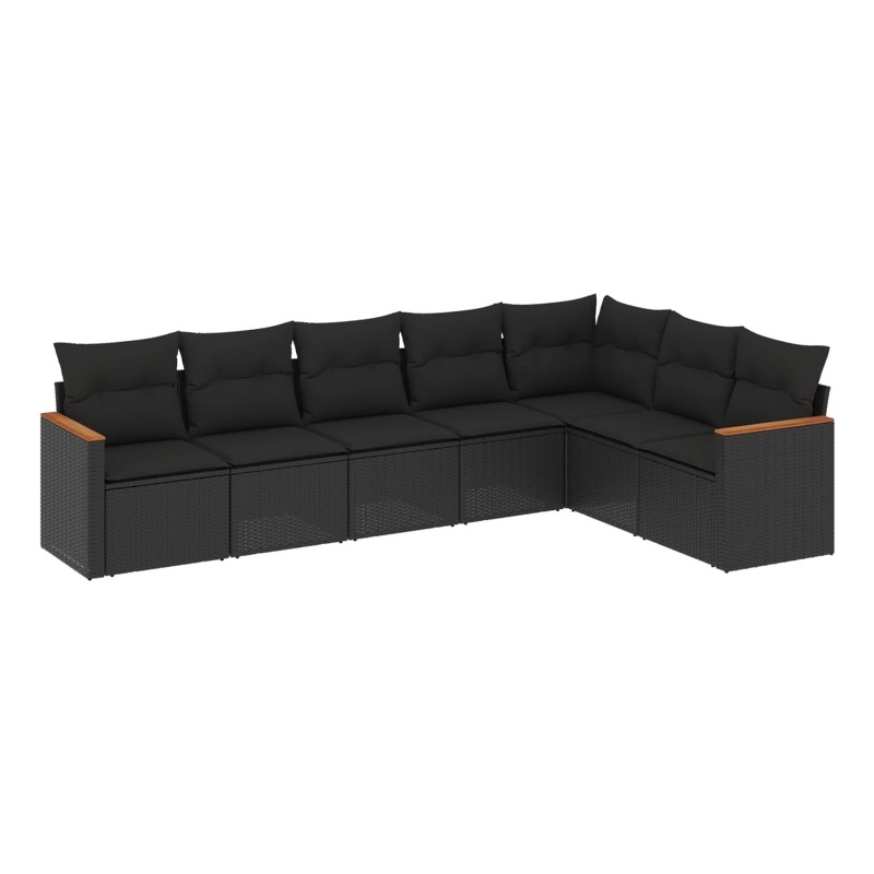 vidaXL 7 Piece Solid Acacia Wood Sofa Set in Black