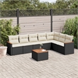 vidaXL 8 Piece Solid Acacia Wood Sofa Set in Black/White/Cream