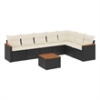 vidaXL 8 Piece Solid Acacia Wood Sofa Set in Black/White/Cream