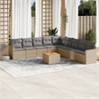 vidaXL 10 Piece Solid Acacia Wood Sofa Set in Gray/Beige