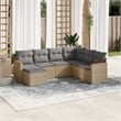 vidaXL 7 Piece Solid Acacia Wood Sofa Set in Gray/Beige