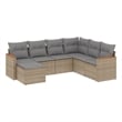 vidaXL 7 Piece Solid Acacia Wood Sofa Set in Gray/Beige