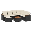 vidaXL 8 Piece Solid Acacia Wood Small Sofa Set in Black/White/Cream