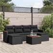 vidaXL 7 Piece Solid Acacia Wood Sofa Set in Black