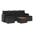 vidaXL 7 Piece Solid Acacia Wood Sofa Set in Black