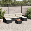 vidaXL 8 Piece Solid Acacia Wood Sofa Set in Black/White/Cream