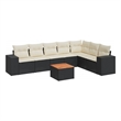 vidaXL 8 Piece Steel Sofa Set in Black/White/Cream