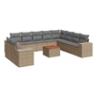 vidaXL 11 Piece Solid Acacia Wood Sofa Set in Gray/Beige