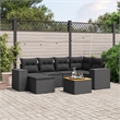 vidaXL 7 Piece Solid Acacia Wood Sofa Set in Black