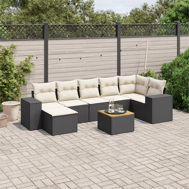 vidaXL 8 Piece Solid Acacia Wood Sofa Set in Black