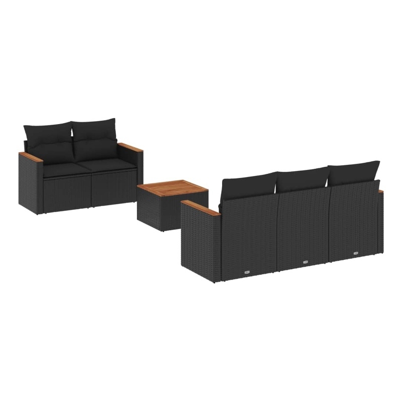 vidaXL 6 Piece Solid Acacia Wood Sofa Set in Black