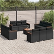 vidaXL 13 Piece Solid Acacia Wood Sofa Set in Black