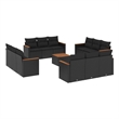 vidaXL 13 Piece Solid Acacia Wood Sofa Set in Black
