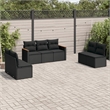 vidaXL 7 Piece Solid Acacia Wood Sofa Set in Black