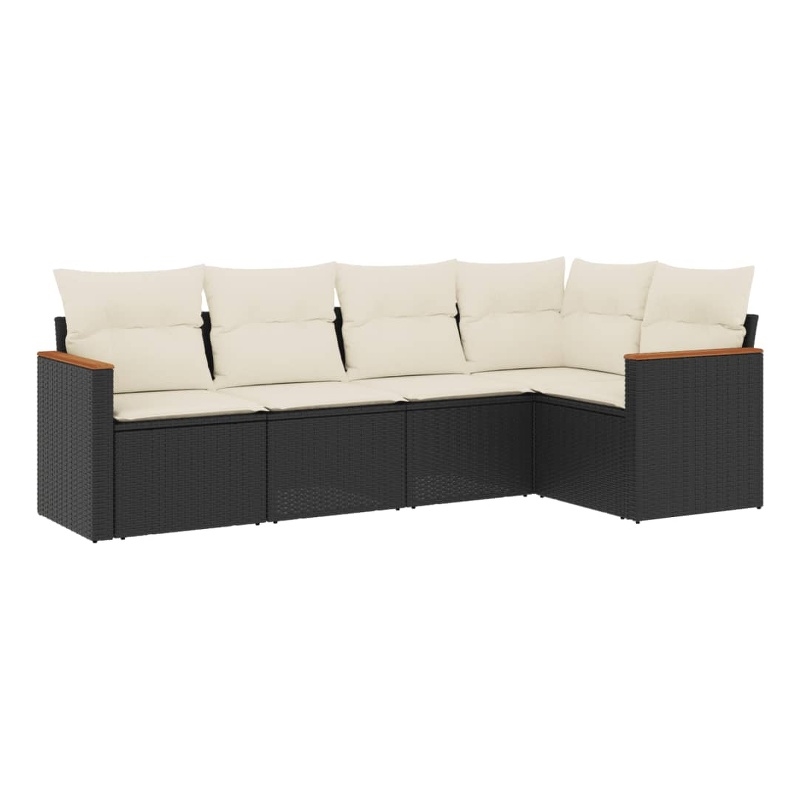 vidaXL 5 Piece Poly Rattan Sofa Set in Black/White/Cream