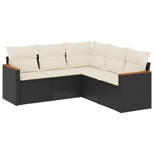 vidaXL 5 Piece Poly Rattan Sofa Set in Black/White/Cream