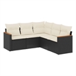 vidaXL 5 Piece Poly Rattan Sofa Set in Black/White/Cream