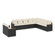 vidaXL 10 Piece Steel Large Sofa Set in Black/White/Cream