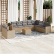 vidaXL 11 Piece Solid Acacia Wood Sofa Set in Gray/Beige