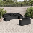 vidaXL 9 Piece Solid Acacia Wood Sofa Set in Black
