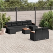 vidaXL 10 Piece Solid Acacia Wood Sofa Set in Black