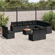 vidaXL 13 Piece Solid Acacia Wood Large Sofa Set in Black
