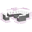 vidaXL 13 Piece Solid Acacia Wood Large Sofa Set in Black