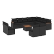 vidaXL 13 Piece Solid Acacia Wood Large Sofa Set in Black
