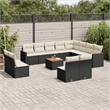 vidaXL 13 Piece Solid Acacia Wood Sofa Set in Black