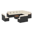 vidaXL 13 Piece Solid Acacia Wood Sofa Set in Black