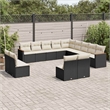 vidaXL 13 Piece Solid Acacia Wood Sofa Set in Black/White/Cream