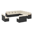 vidaXL 13 Piece Solid Acacia Wood Sofa Set in Black/White/Cream