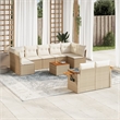 vidaXL 10 Piece Solid Acacia Wood Sofa Set in White/Cream/Beige