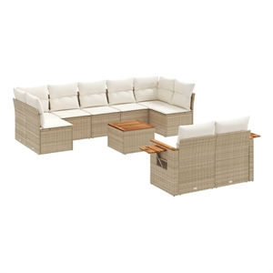 vidaxl 10 piece solid acacia wood sofa set in white/cream/beige