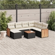 vidaXL 8 Piece Solid Acacia Wood Sofa Set in Black/White/Cream
