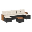 vidaXL 8 Piece Solid Acacia Wood Sofa Set in Black/White/Cream