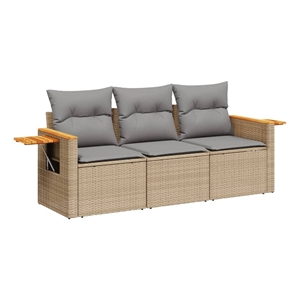 vidaXL 3 Piece Poly Rattan Sofa Set in Beige