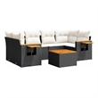 vidaXL 7 Piece Solid Acacia Wood Sofa Set in Black