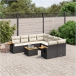 vidaXL 9 Piece Solid Acacia Wood Small Sofa Set in Black/White/Cream